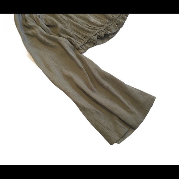 NWT TEN SIXTY SHERMAN NORDSTROM Boho Ruffle Off Shoulder Crop Top Sage Green S - Picture 5 of 9